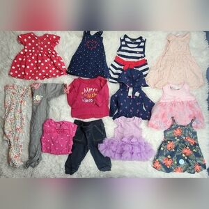 Assorted 3/6 & 6/12 Months Baby Girl Clothing Set 13 Items